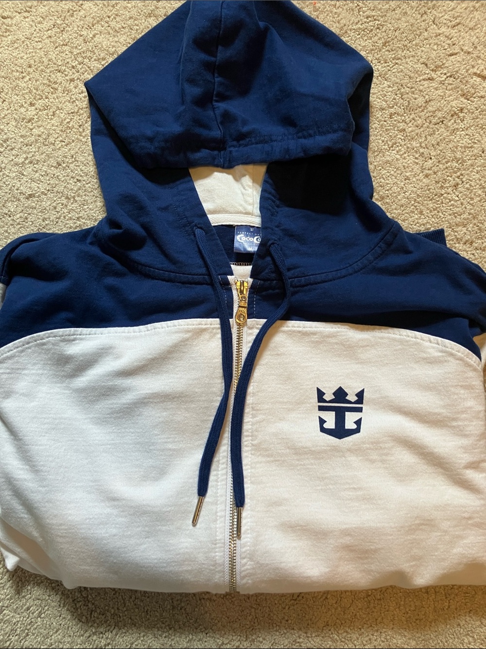 Perfect Day at Coco Cay Royal Caribbean Sweatshirt Zipper M Blue & White